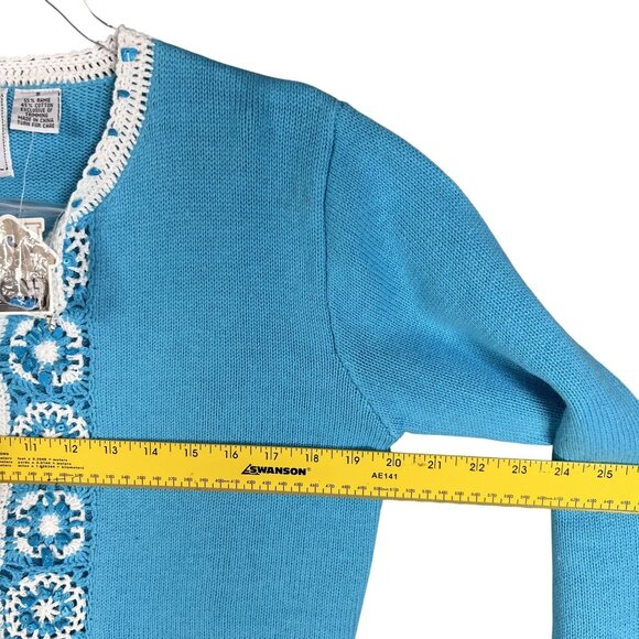 Storybook Knits NWT Women S Cardigan Crochet Turquoise Beaded Dainty Cottagecore - Picture 11 of 16